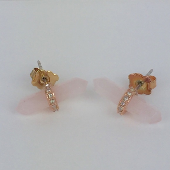 Rebecca Minkoff  Rose Quartz pave Stud Earrings - Picture 4 of 8